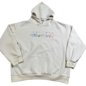 aELFric Eden Cream Star Print Hoodie Sweatshirt Pullover Mens Size M